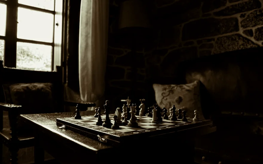 A chessboard mid-game